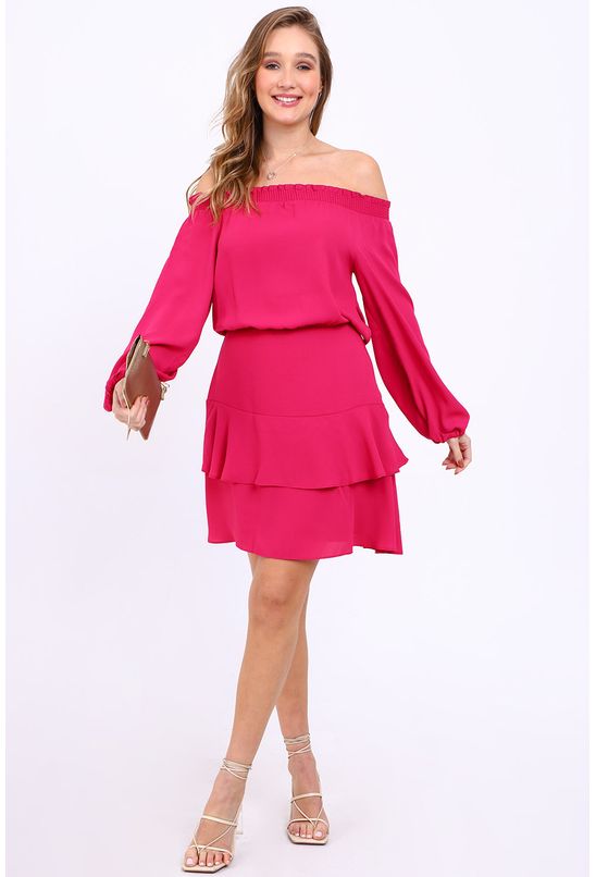 Vestido manga longa morena clearance rosa