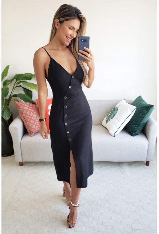 vestido transpassado com botões