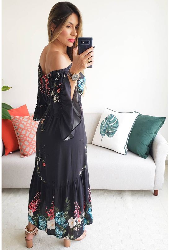 vestido longo floral gloria