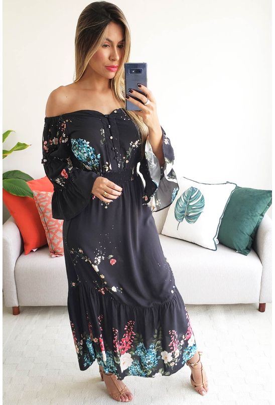 vestido longo floral gloria