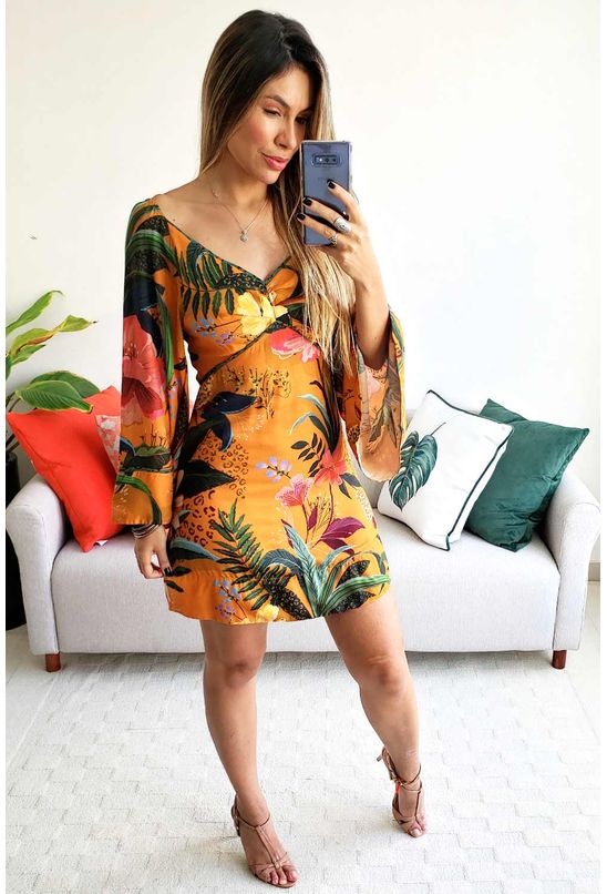 vestido onça em flor farm