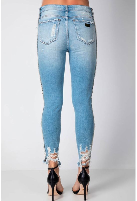 calça jeans feminina com ziper na perna