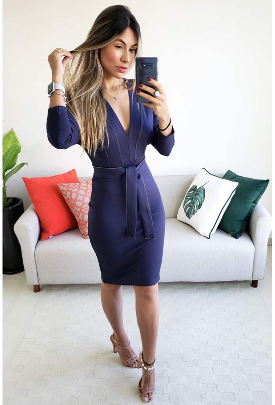 vestido manga longa colcci