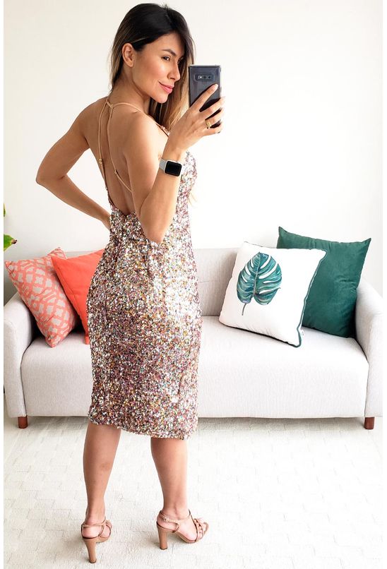 vestido colcci paete
