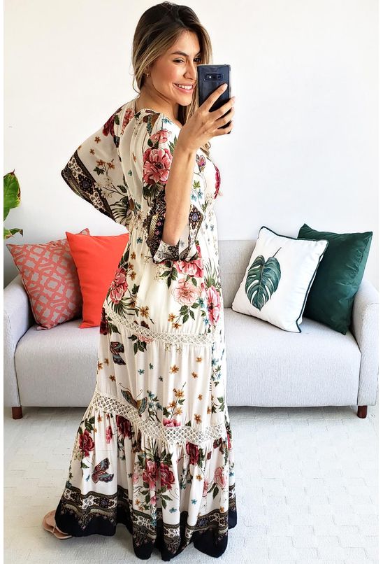 vestido cropped floral esther