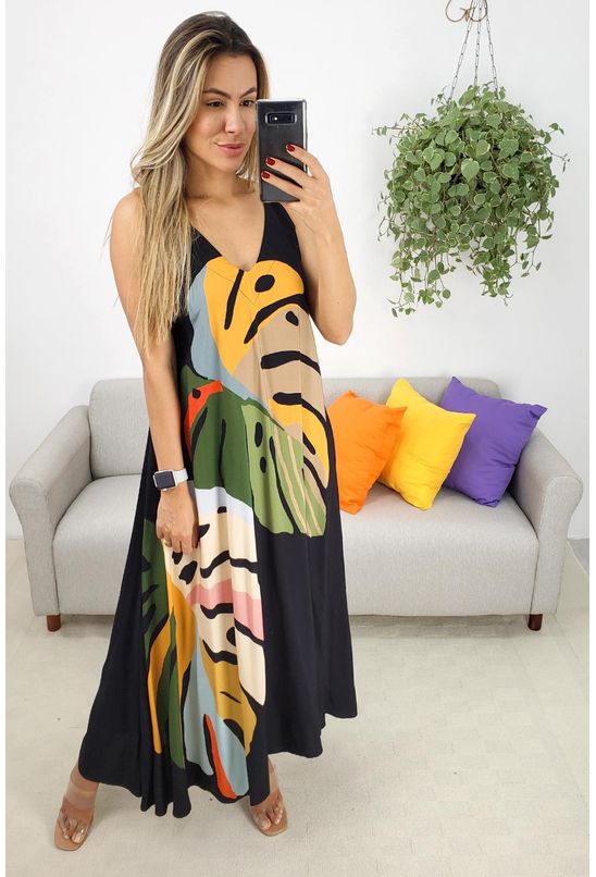 vestido maxi floral farm