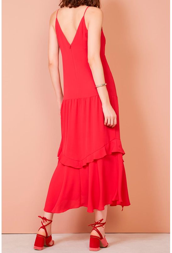 vestido assimetrico vermelho