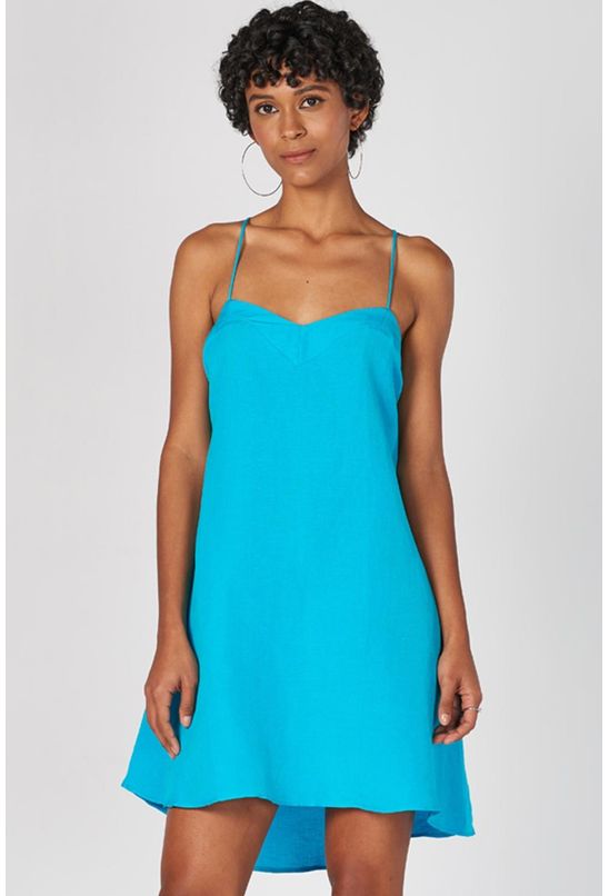 vestido azul colcci