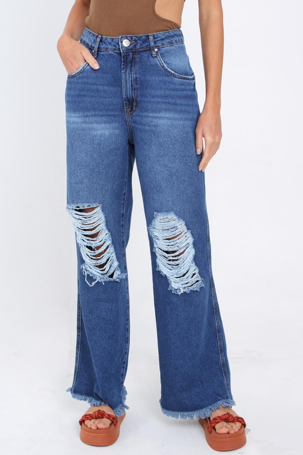 Calça Jeans Feminina Mom 101 Vibes 100% Algodão 00101 Escura - Babadotop