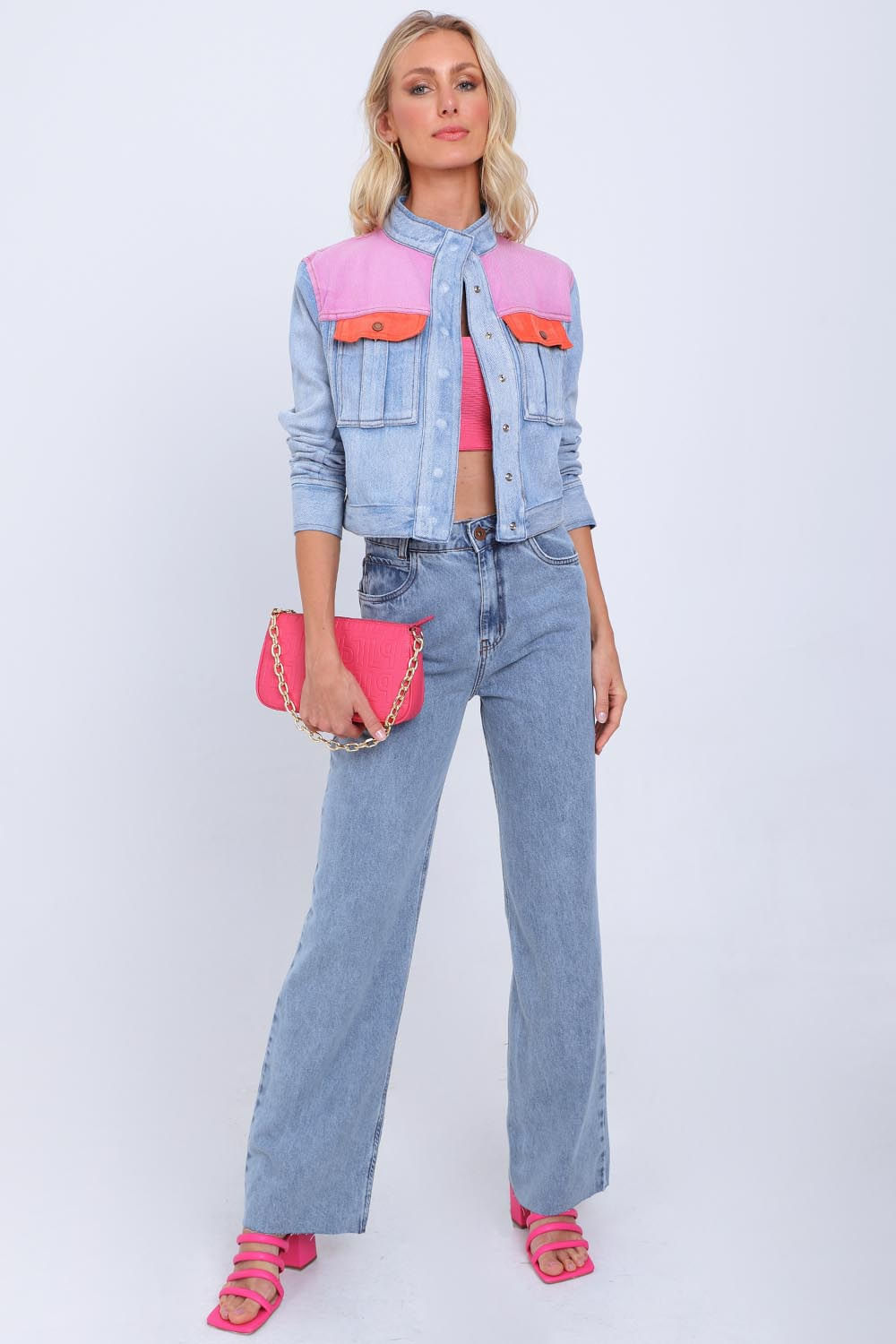 Jaqueta jeans mix sarja maria filó Babadotop