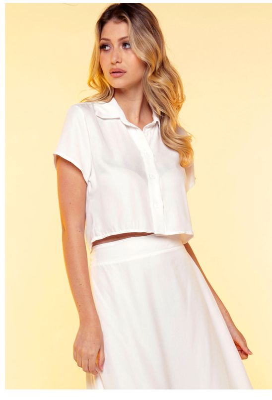 Blusa feminina manga babado moda lindo - R$ 29.99, cor Branco