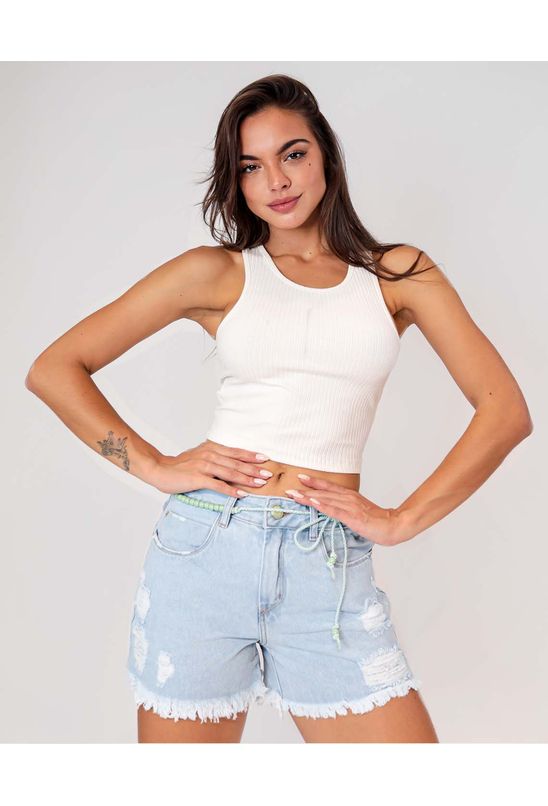 short jeans feminino curto bordado barra desfiada slim crocker 46475 na  Crocker Jeans