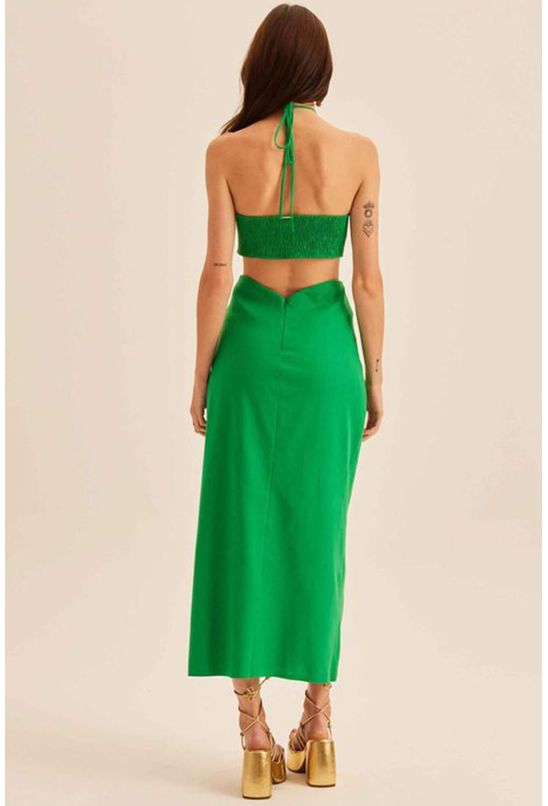 Vestido Midi Verde Frente Unica