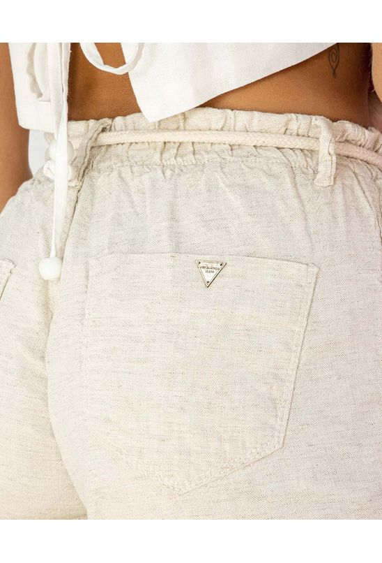Calça Linho Feminina Wide Leg Clochard com Cordão 22460 Linho