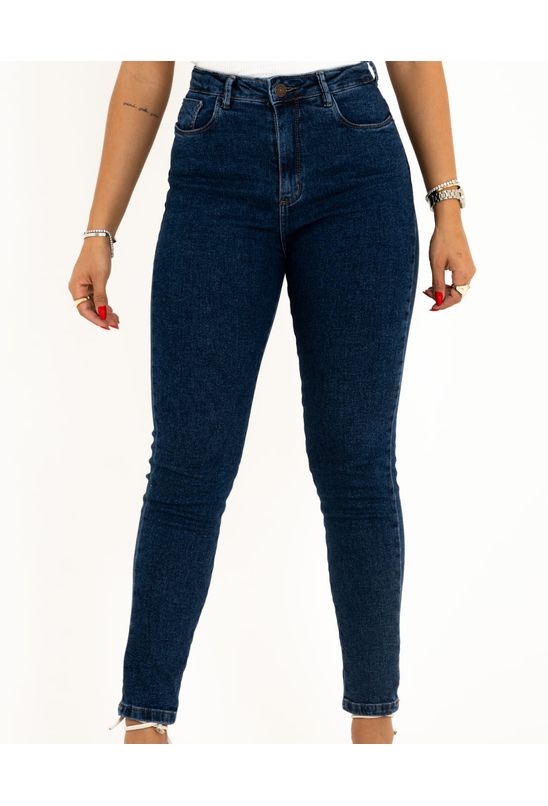 Calça Jeans Feminina Mom Plus Size Básica com Elastano 00229 Escura -  Consciência - Calça Plus Size Feminina - Magazine Luiza