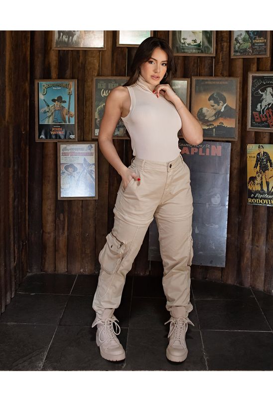 Bolso Lateral Feminina Calça Jogger Feminina Jeans Preta Calça