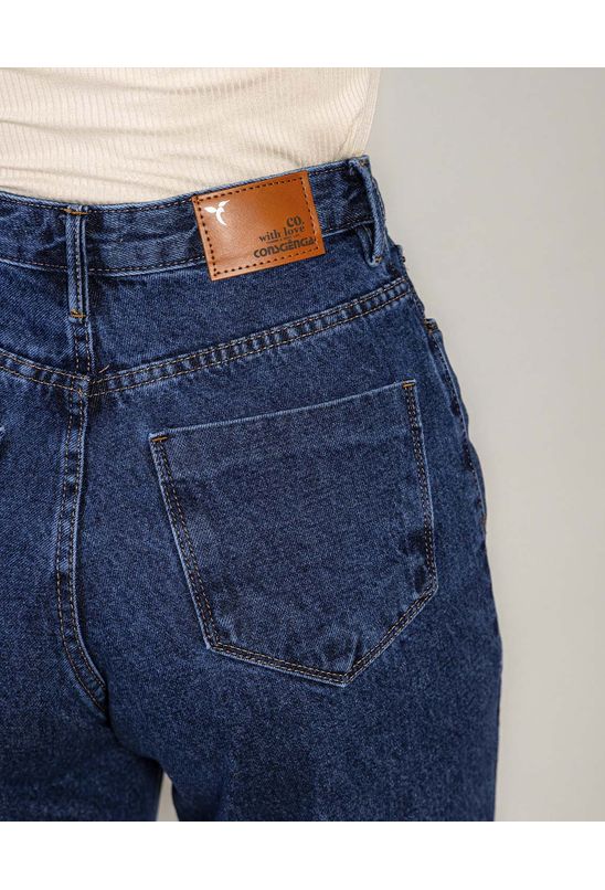 Calça jeans sol mom rasgada sem lycra - Pop Modas Jeans