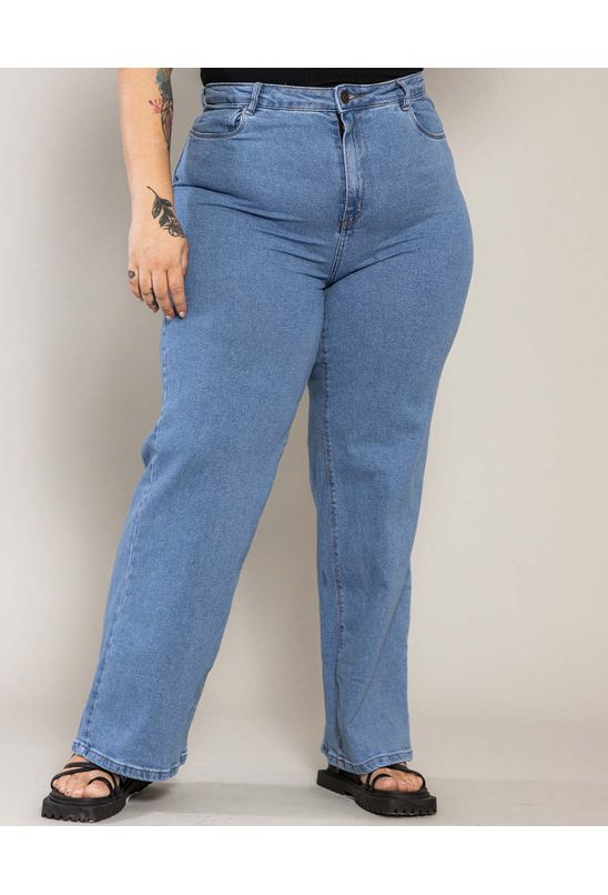 Calça Flare Jeans com Elastano Plus Size - Babadotop
