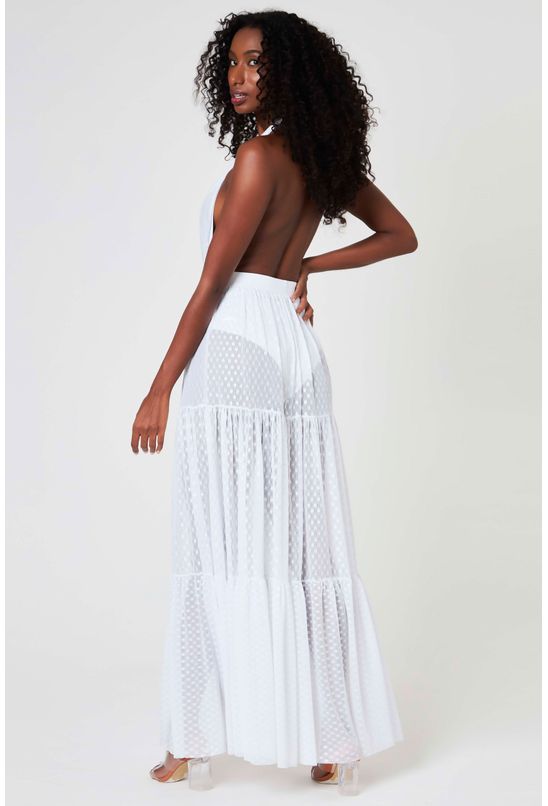 Saia Godê Saia De Tule Longa Branca Saia Longa Tule Pois Branco