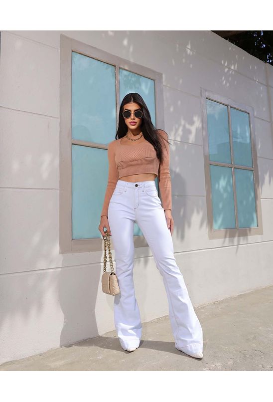 Wide Leg CalÇa Branca Feminina Sawary Calça Sawary Cintura Alta