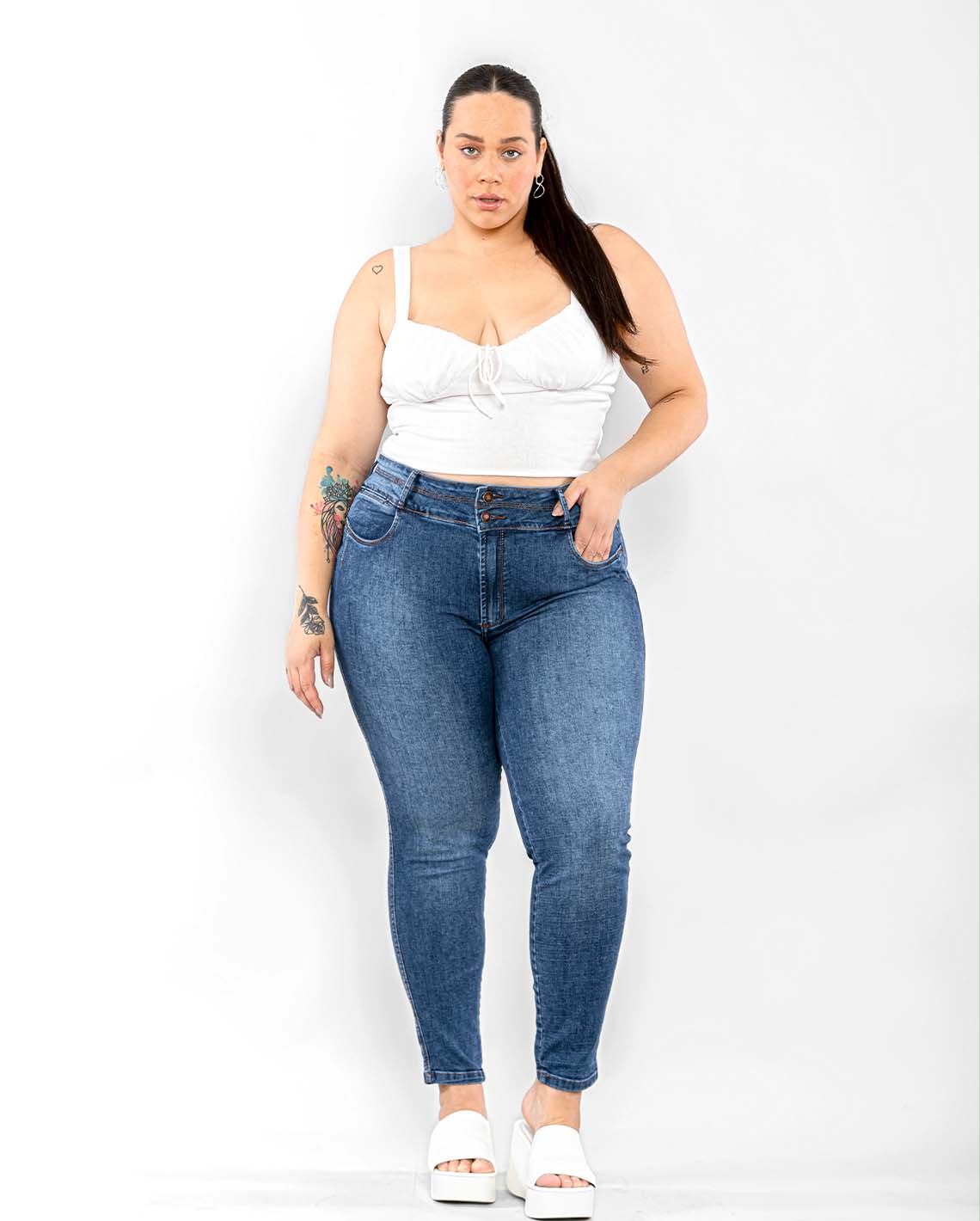 Calça Flare Jeans com Elastano Plus Size - Babadotop