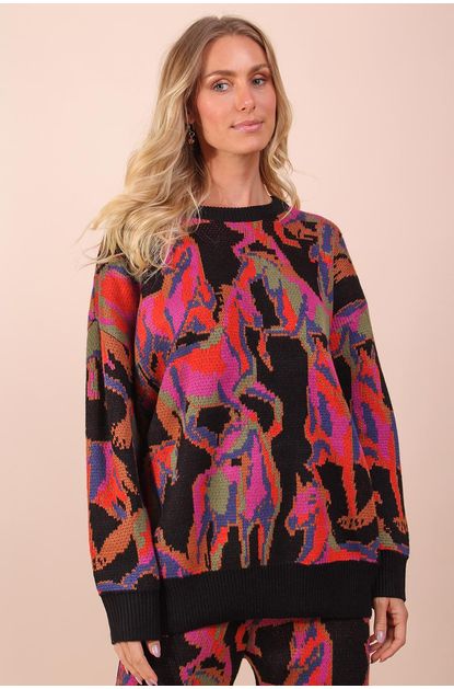 Sweater-tricot-cavalos-coloridos-farm-esquerda