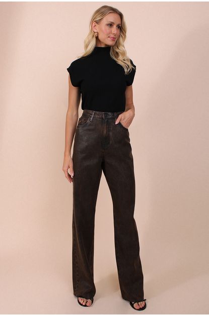 Calca-jeans-reta-like-leather-marrom-animale-jeans-esquerda