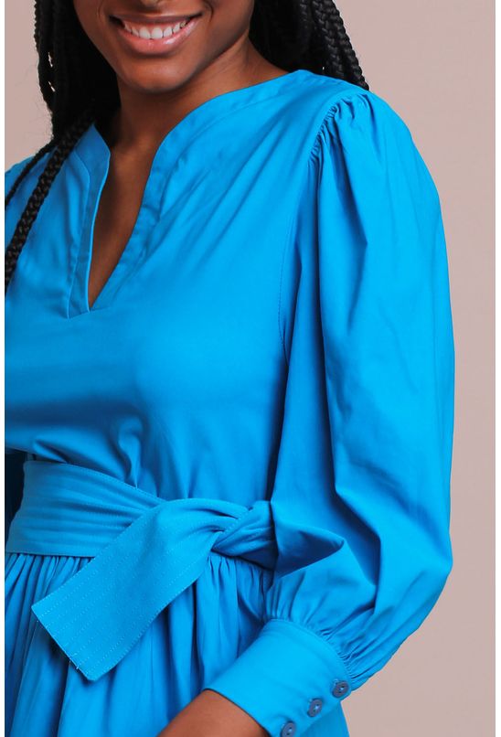 Vestido-curto-gode-azul-pequia-detalhe Vestido-curto-gode-azul-pequia-detalhe