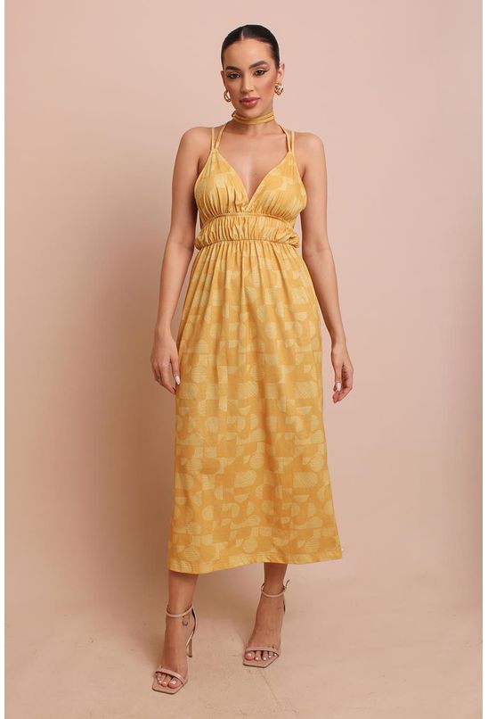 Vestido-midi-malha-quadriculado-amarelo-animale-jeans-direita