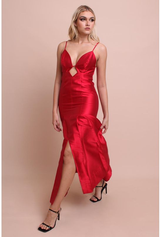 Vestido midi princesa vermelho labrava - Babadotop