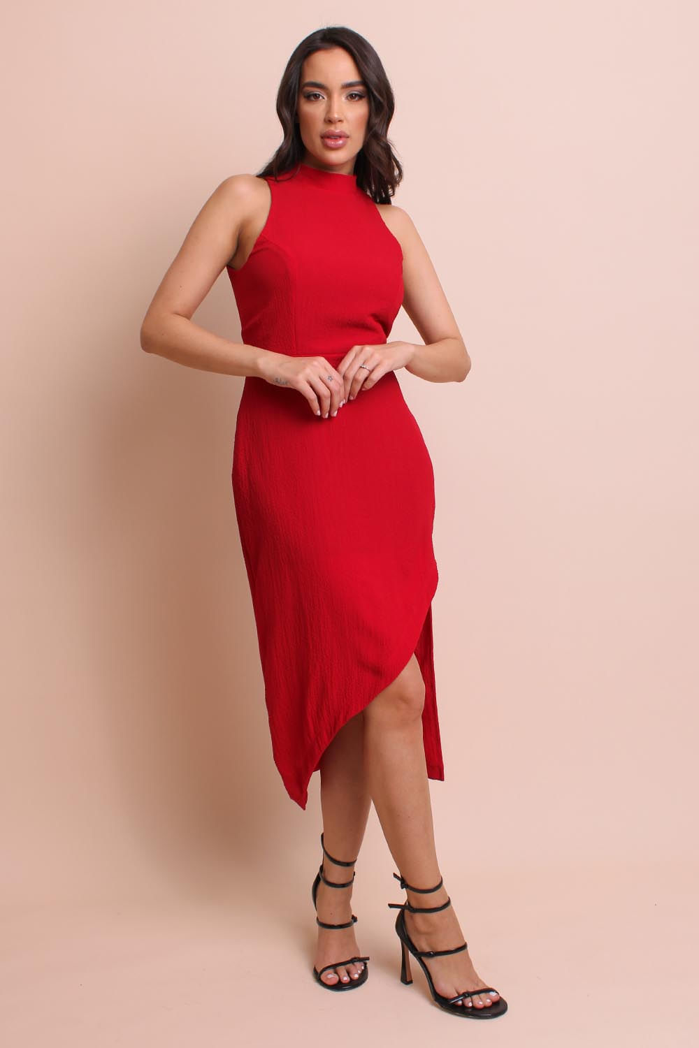 Vestido midi princesa vermelho labrava - Babadotop