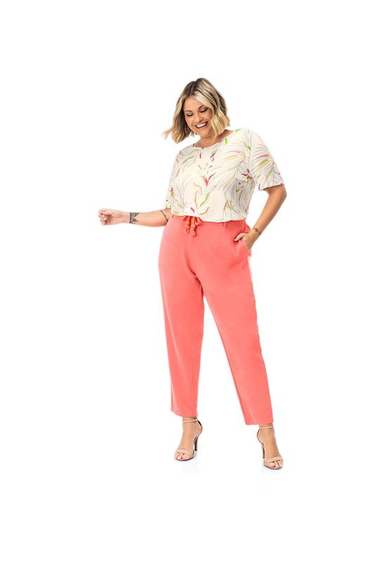 calça plus size wide leg rosa