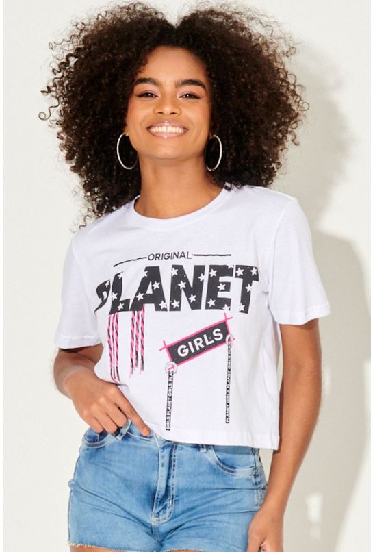 Camisa jeans store feminina planet girl