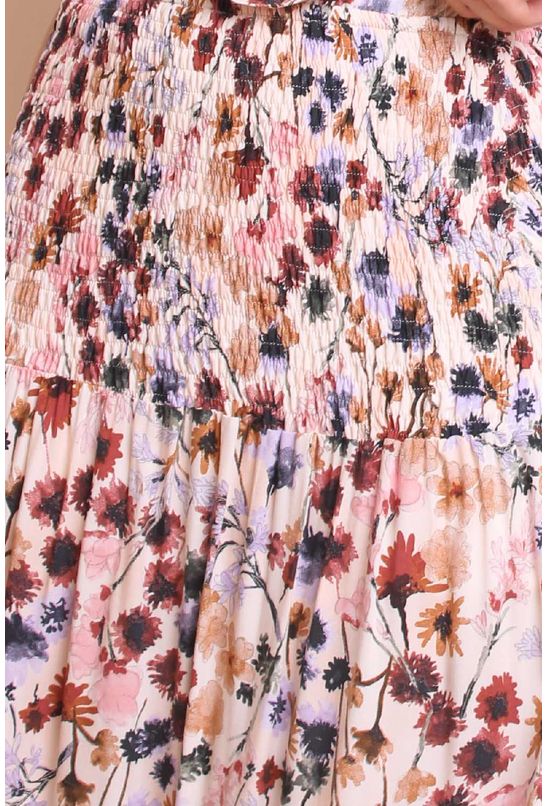 Saia-viscose-midi-pincelada-floral-pequia-detalhe Saia-viscose-midi-pincelada-floral-pequia-detalhe