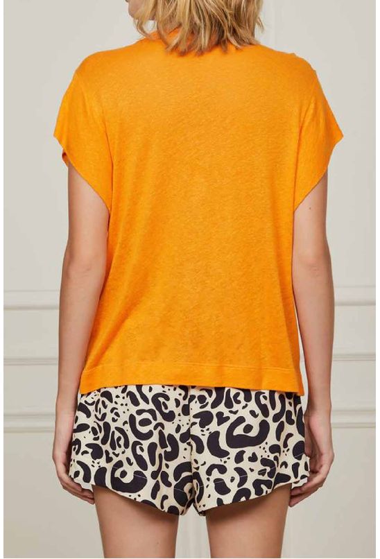 T-shirt-decote-v-laranja-sun-animale-centro