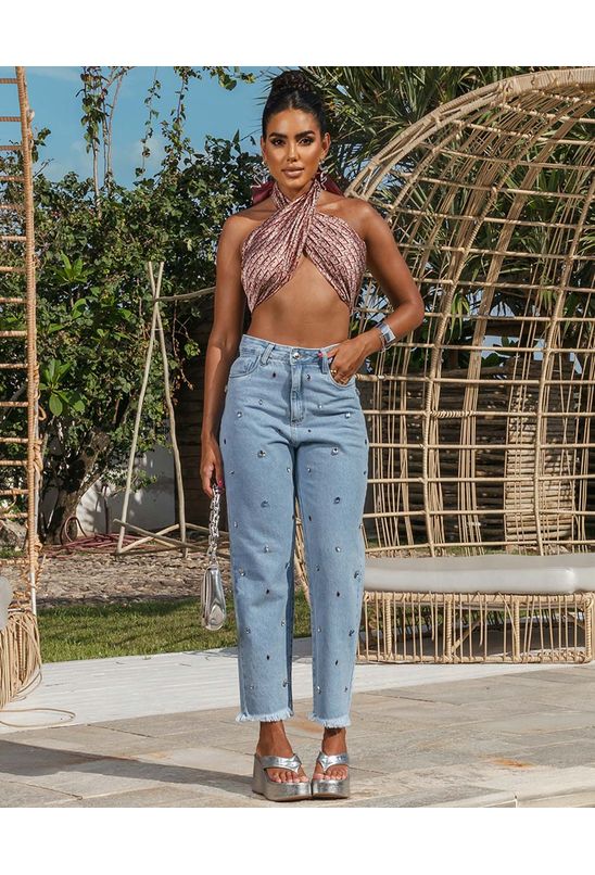 Marisa Calça Feminina Jeans Clochard Calça Mom Jeans Feminina