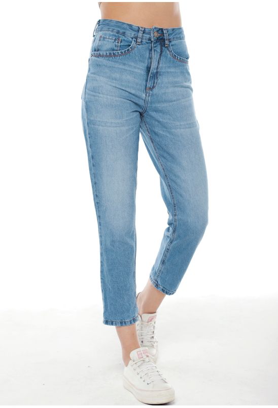 Calça Jeans Feminina Slim Barra Dobrada Sob Azul1