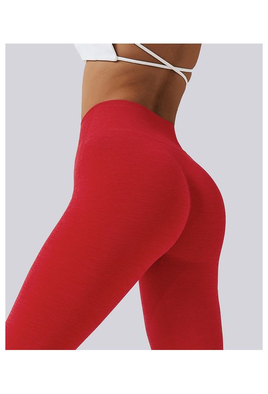 Calça legging cintura alta sem costura vermelho grande - Babadotop