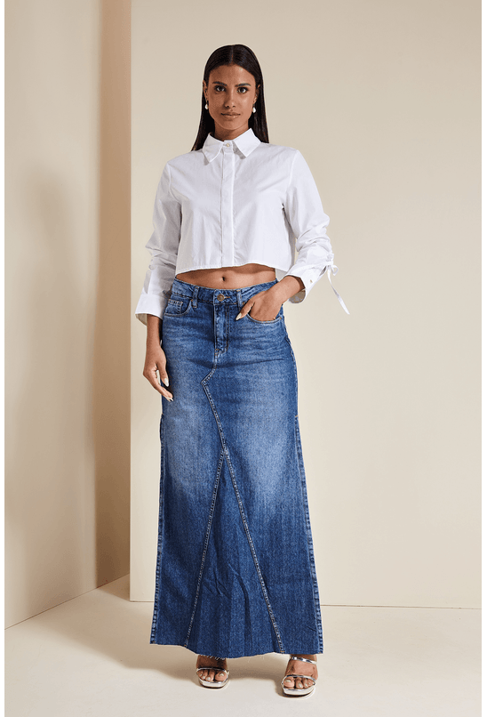 Jeans Midi Saia De Jeans Longa Jeans Longa Saia Midi Evase Jeans