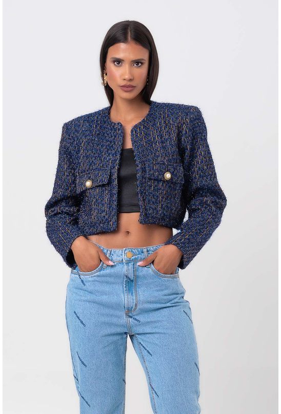 Blazer Cropped Alfaiataria Lança Perfume - Babadotop