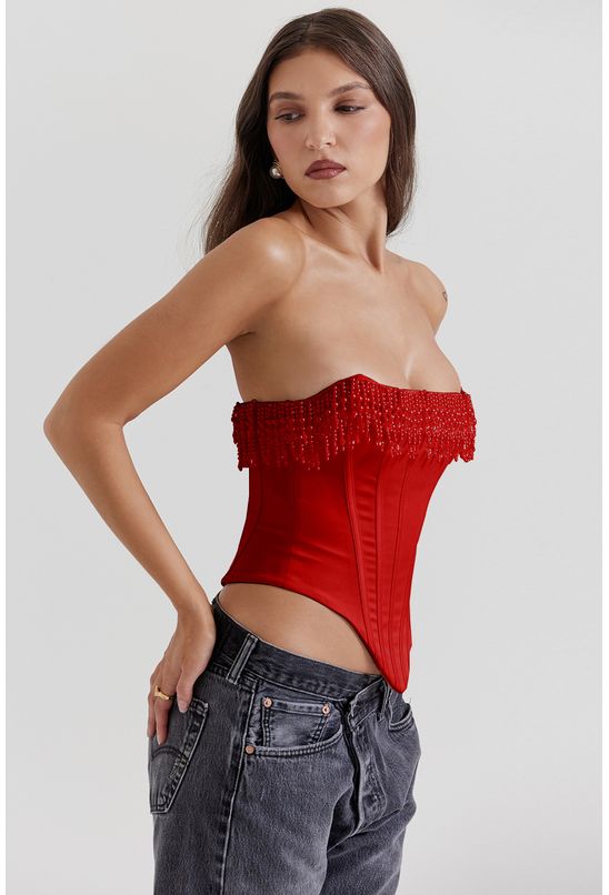 Blusa-corpete-sem-alca-de-perolas-vermelha