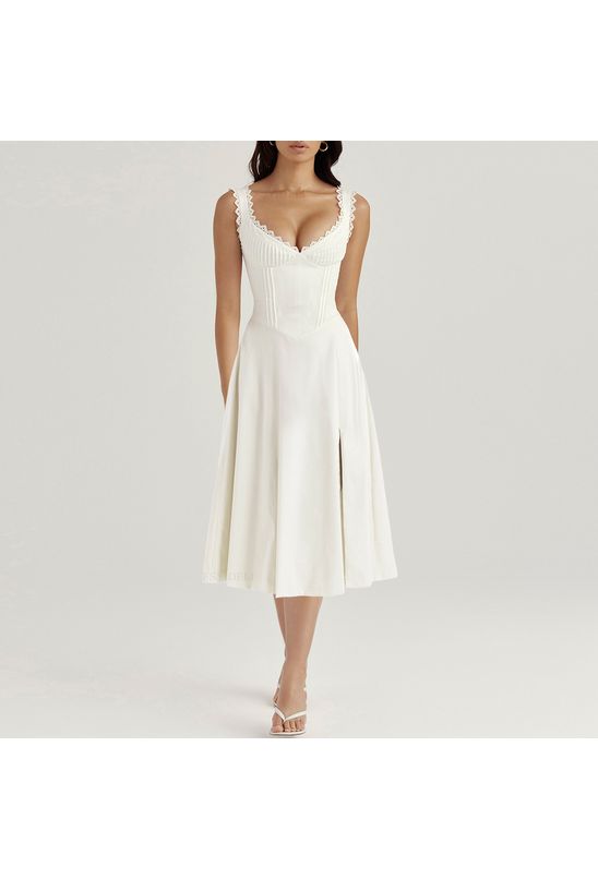 Vestido-midi-com-renda-decote-v-corset-branco