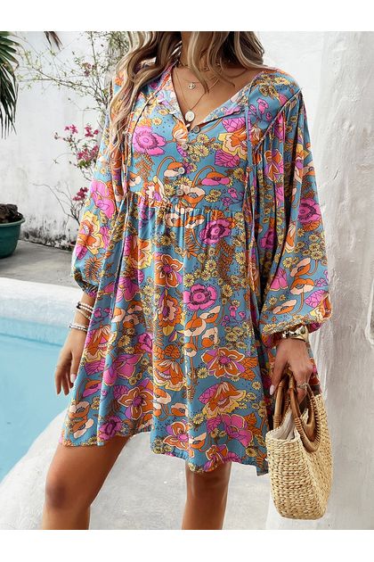 Vestido-curto-amplo-manga-longa-estampado-azul Vestido-curto-amplo-manga-longa-estampado-azul