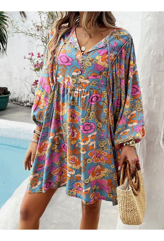 Vestido-curto-amplo-manga-longa-estampado-azul