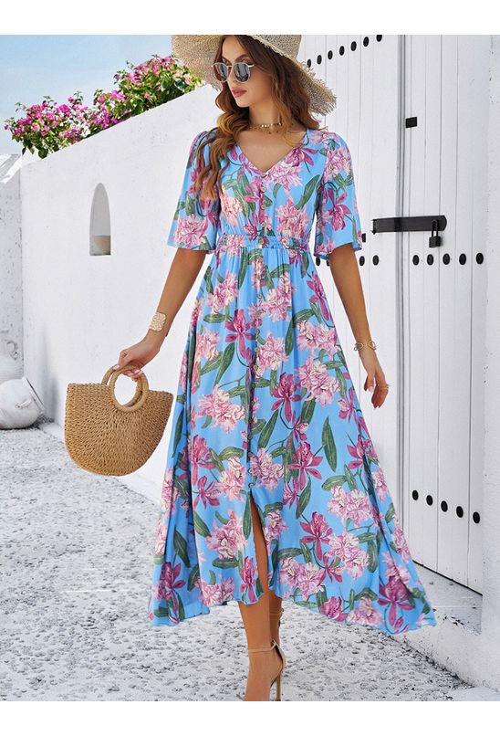 Vestido-midi-botoes-frontais-floral-azul