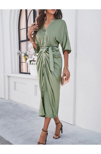 Vestido-chemise-com-faixa-verde