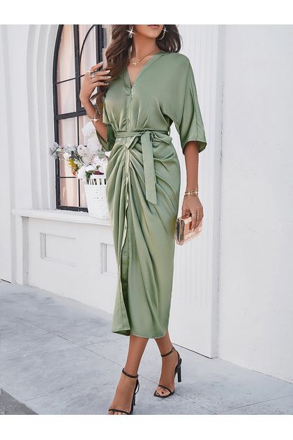 Vestido-chemise-com-faixa-verde Vestido-chemise-com-faixa-verde