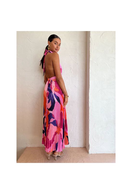 Vestido-longo-drapeado-com-decote-cruzado-multicolorido