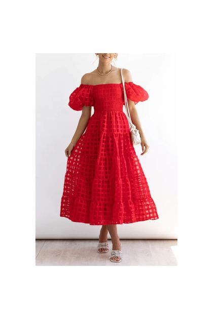 Vestido-midi-de-renda-com-mangas-bufantes-vermelho Vestido-midi-de-renda-com-mangas-bufantes-vermelho