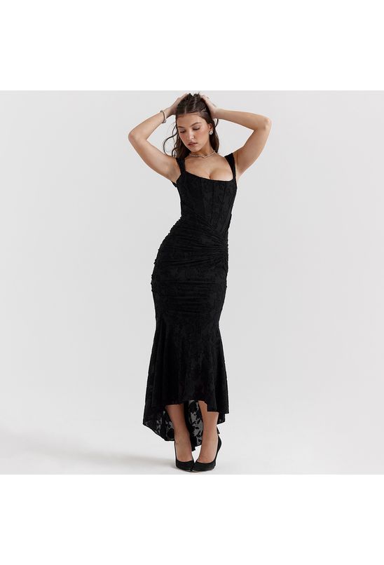 Vestido-midi-justo-assimetrico-drapeado-cintura-preto